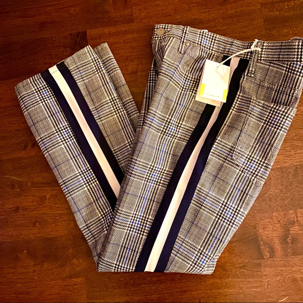 New Mother Insider Ankle Plaid Pants Stripe Jeans - Picture 4 of 10